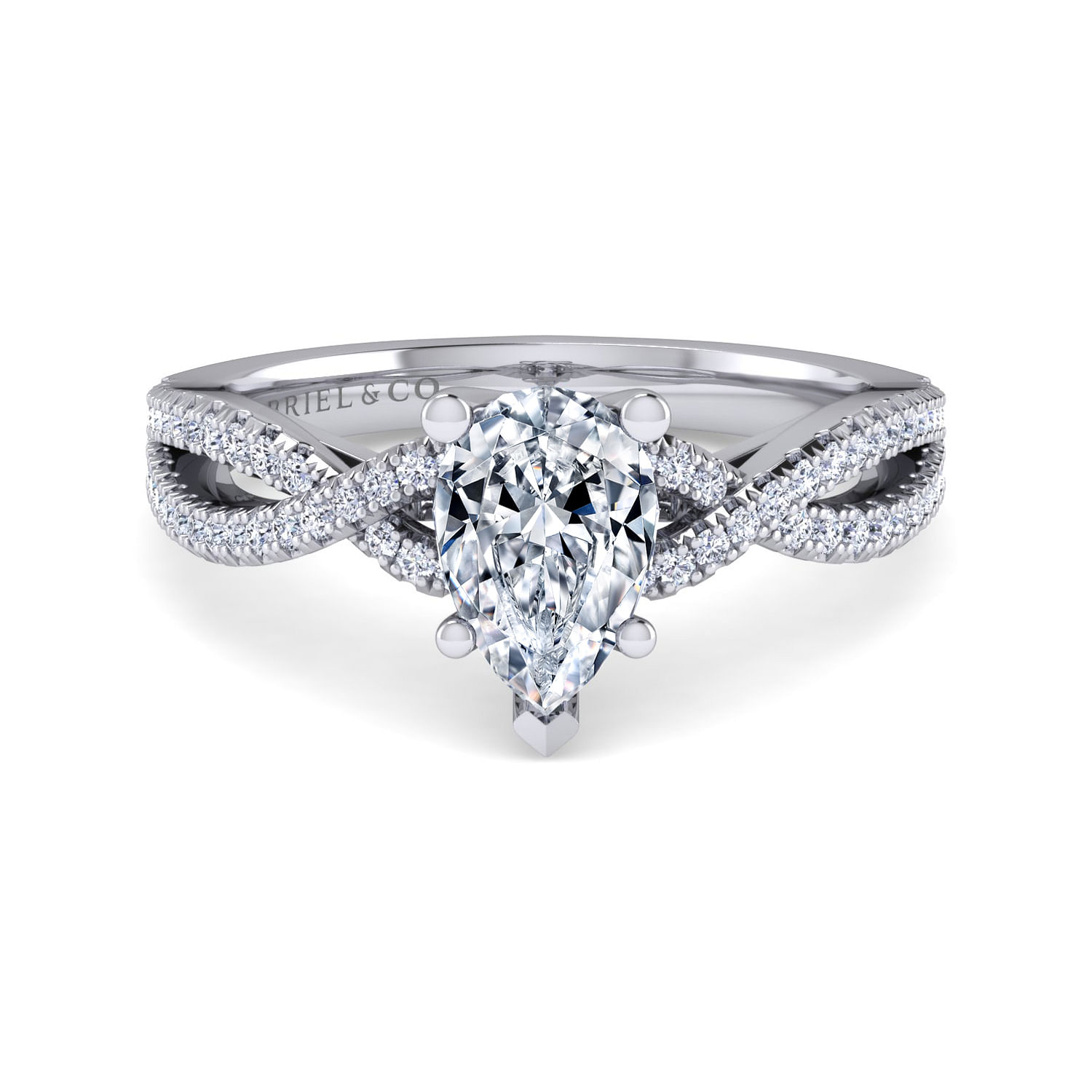 Gabriel - Platinum Pear Shape Twisted Diamond Engagement Ring