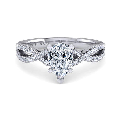 Platinum Pear Shape Twisted Diamond Engagement Ring