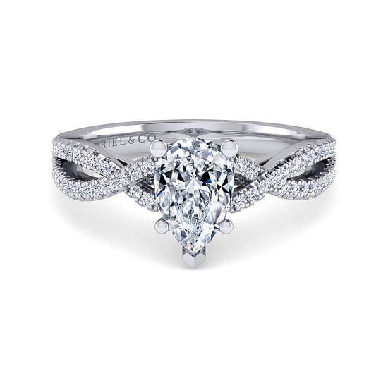 Gabriel - Platinum Pear Shape Twisted Diamond Engagement Ring