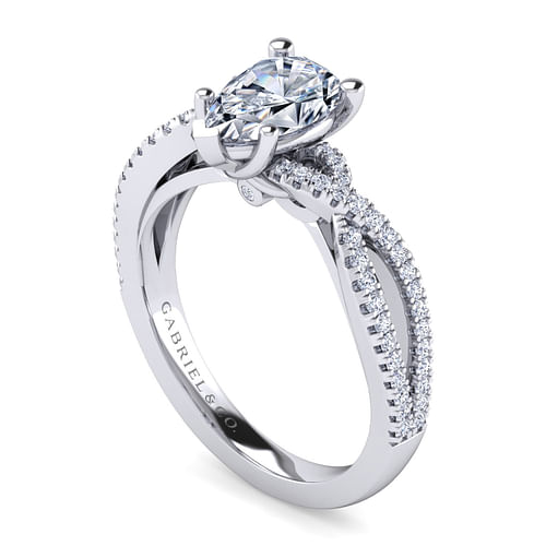 Platinum Pear Shape Twisted Diamond Engagement Ring