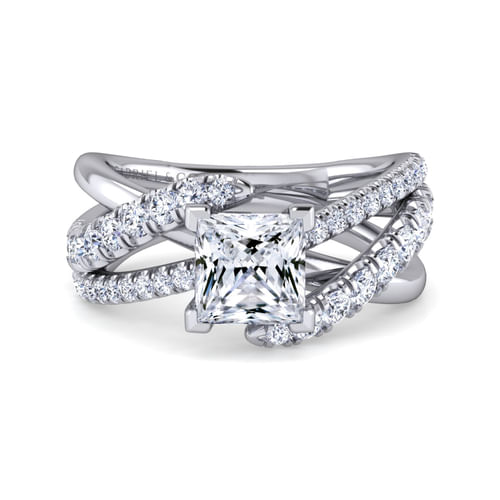 Platinum Princess Cut Free Form Diamond Engagement Ring