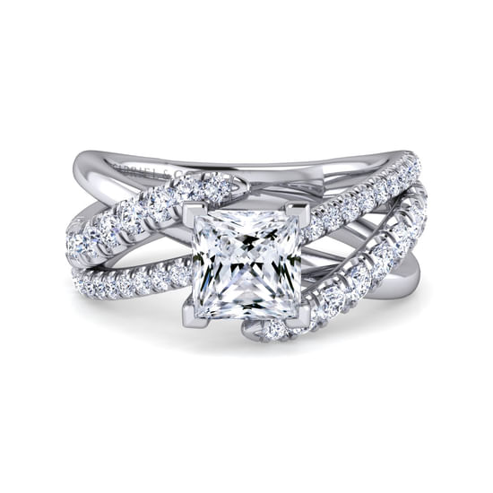 Gabriel - Platinum Princess Cut Free Form Diamond Engagement Ring