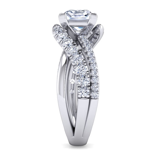 Platinum Princess Cut Free Form Diamond Engagement Ring
