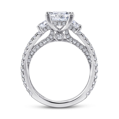 Platinum Princess Cut Three Stone Diamond Engagement Ring