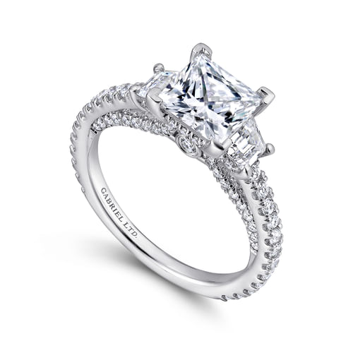 Platinum Princess Cut Three Stone Diamond Engagement Ring