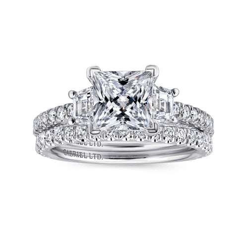 Platinum Princess Cut Three Stone Diamond Engagement Ring