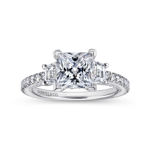 Platinum Princess Cut Three Stone Diamond Engagement Ring