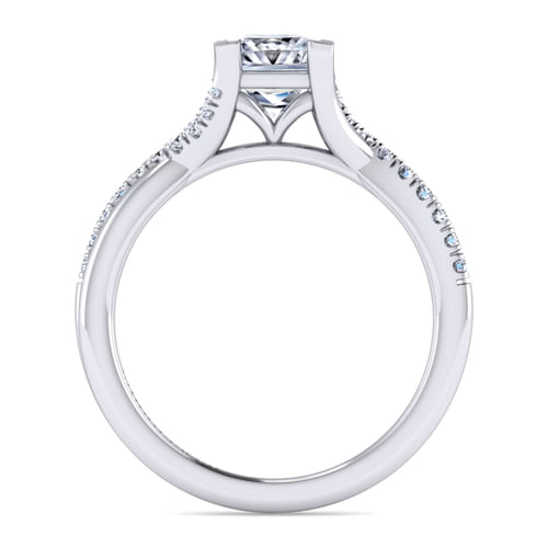 Platinum Princess Cut Twisted Diamond Engagement Ring