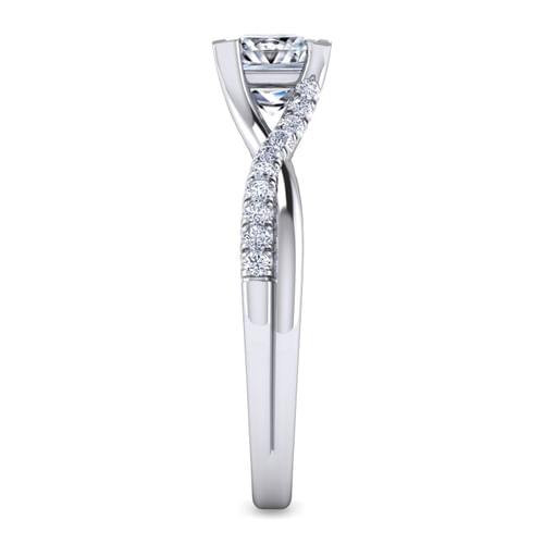 Platinum Princess Cut Twisted Diamond Engagement Ring