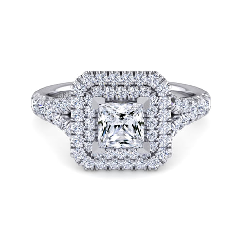 Platinum Princess Double Halo Diamond Engagement Ring