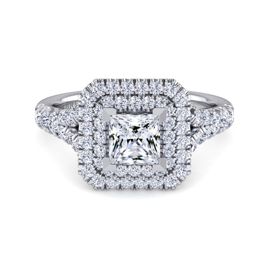 Gabriel - Platinum Princess Double Halo Diamond Engagement Ring