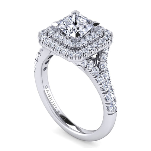 Platinum Princess Double Halo Diamond Engagement Ring