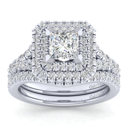 Platinum Princess Double Halo Diamond Engagement Ring