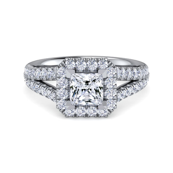 Gabriel - Platinum Princess Halo Diamond Engagement Ring