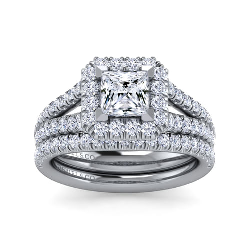Platinum Princess Halo Diamond Engagement Ring