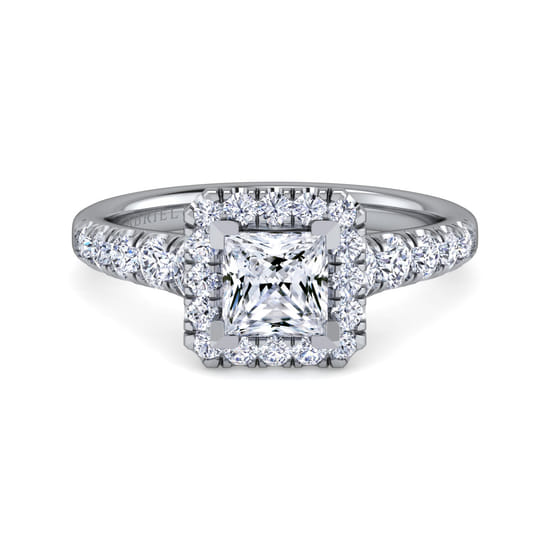 Gabriel - Platinum Princess Halo Diamond Engagement Ring