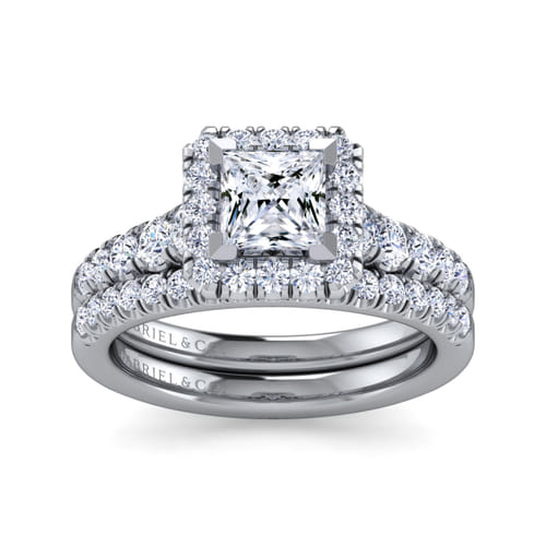 Platinum Princess Halo Diamond Engagement Ring Platinum Princess Halo Diamond Engagement Ring