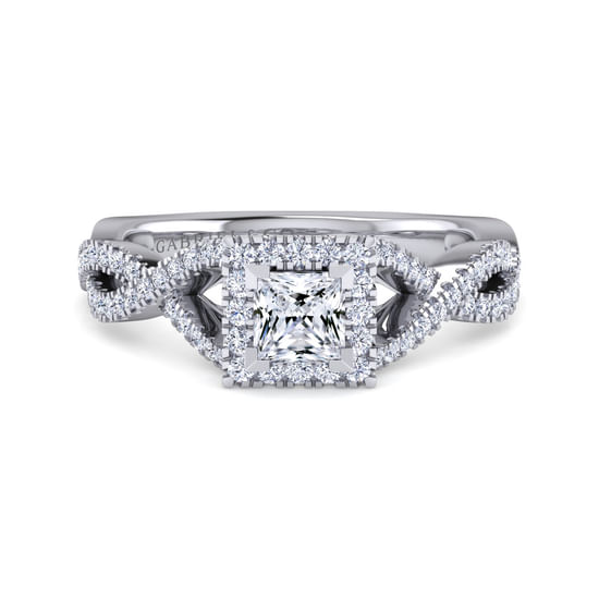 Gabriel - Platinum Princess Halo Diamond Engagement Ring