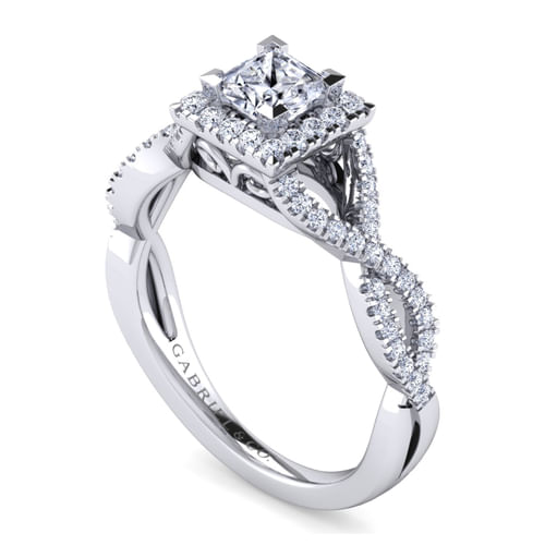 Platinum Princess Halo Diamond Engagement Ring