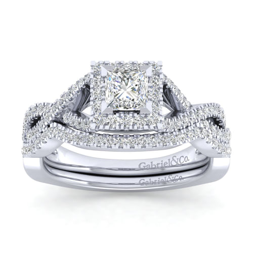 Platinum Princess Halo Diamond Engagement Ring