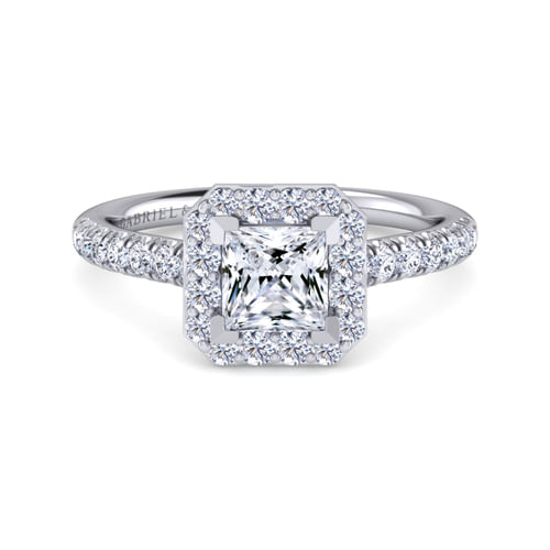 Platinum Princess Halo Diamond Engagement Ring