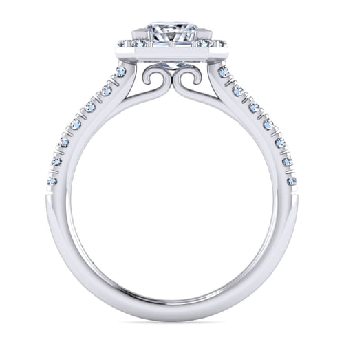 Platinum Princess Halo Diamond Engagement Ring
