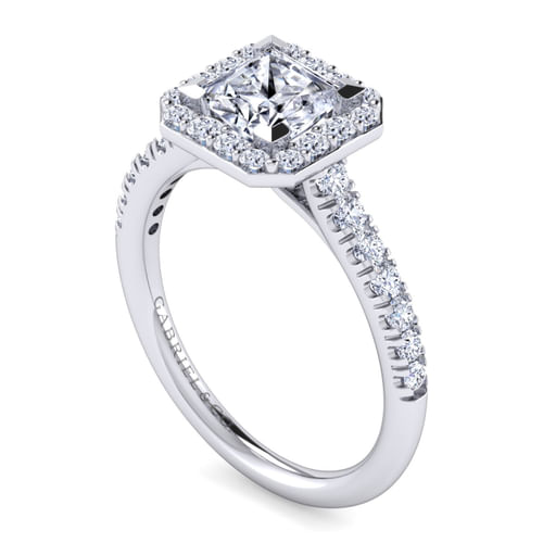 Platinum Princess Halo Diamond Engagement Ring