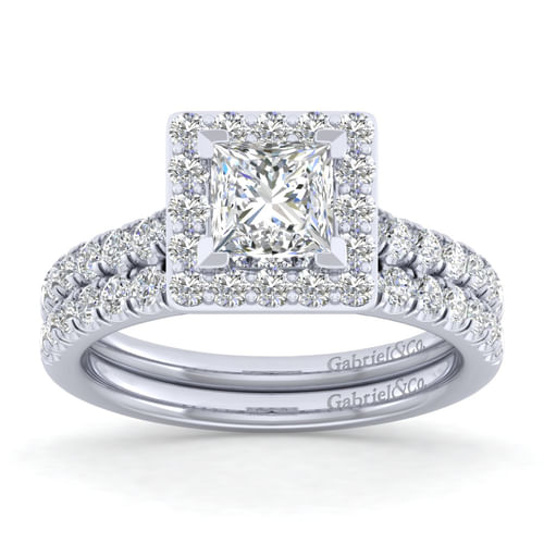 Platinum Princess Halo Diamond Engagement Ring