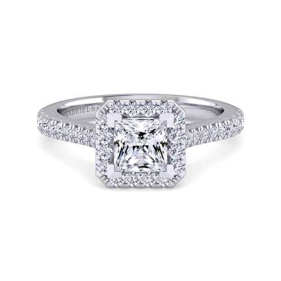 Gabriel - Platinum Princess Halo Diamond Engagement Ring