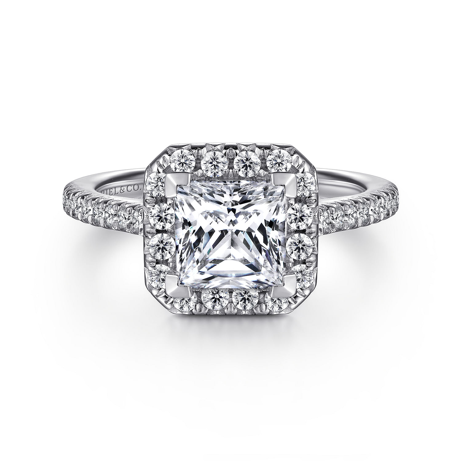 Gabriel - Platinum Princess Halo Diamond Engagement Ring