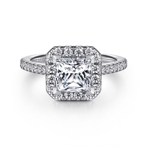 Platinum Princess Halo Diamond Engagement Ring