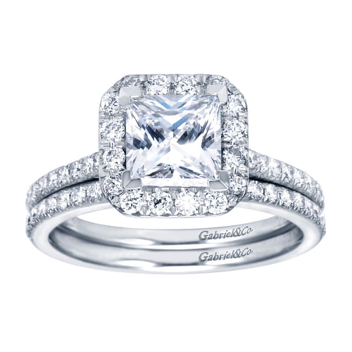 Platinum Princess Halo Diamond Engagement Ring