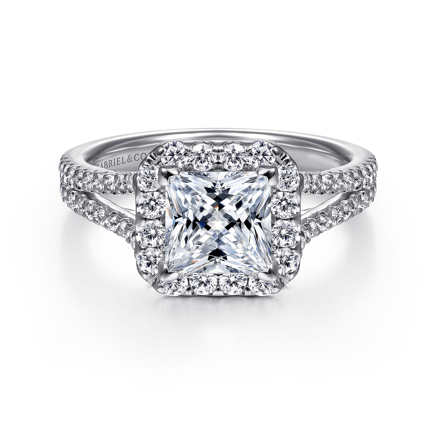 Gabriel - Platinum Princess Halo Diamond Engagement Ring