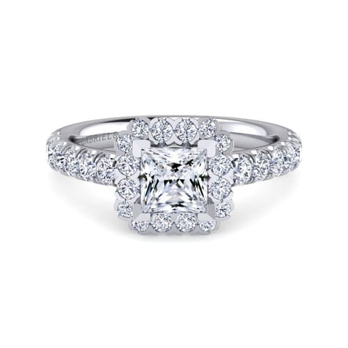 Platinum Princess Halo Diamond Engagement Ring