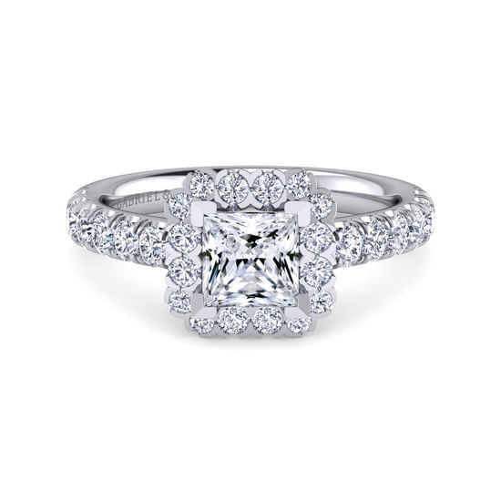 Gabriel - Platinum Princess Halo Diamond Engagement Ring