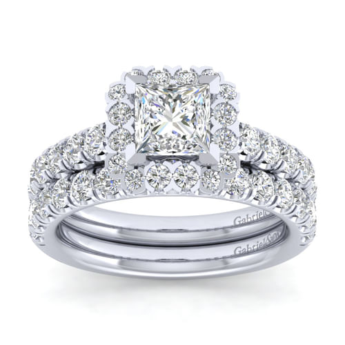 Platinum Princess Halo Diamond Engagement Ring