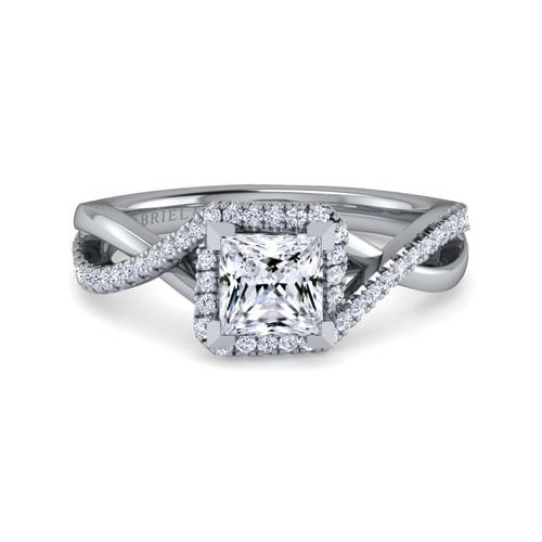 Platinum Princess Halo Diamond Engagement Ring