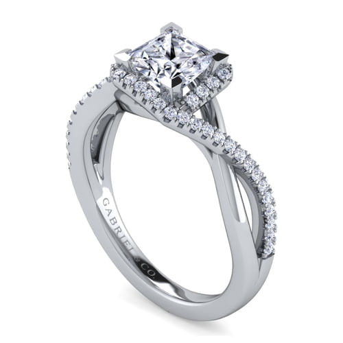 Platinum Princess Halo Diamond Engagement Ring