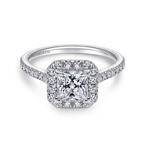 Platinum Princess Halo Diamond Engagement Ring