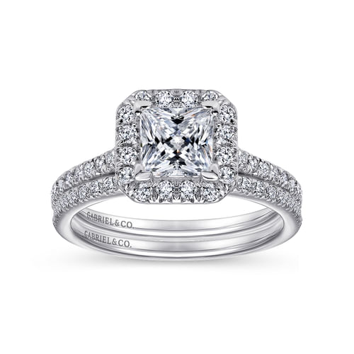 Platinum Princess Halo Diamond Engagement Ring