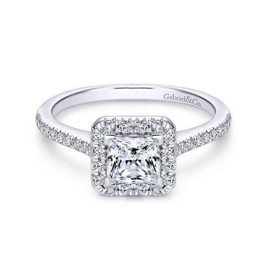 Gabriel - Platinum Princess Halo Diamond Engagement Ring