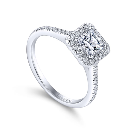 Platinum Princess Halo Diamond Engagement Ring