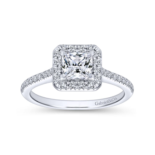 Platinum Princess Halo Diamond Engagement Ring
