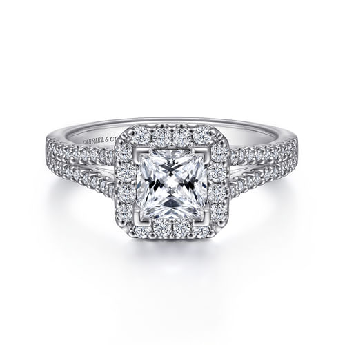 Platinum Princess Halo Diamond Engagement Ring