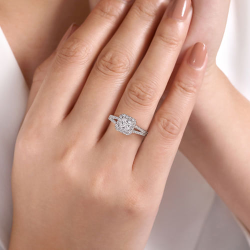 Platinum Princess Halo Diamond Engagement Ring