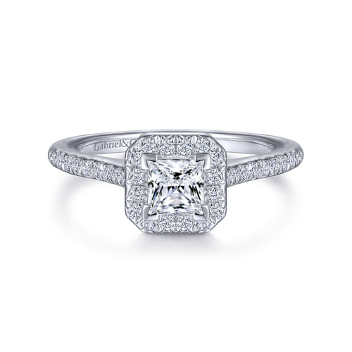 Platinum Princess Halo Diamond Engagement Ring