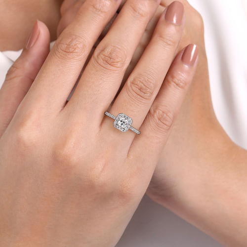 Platinum Princess Halo Diamond Engagement Ring