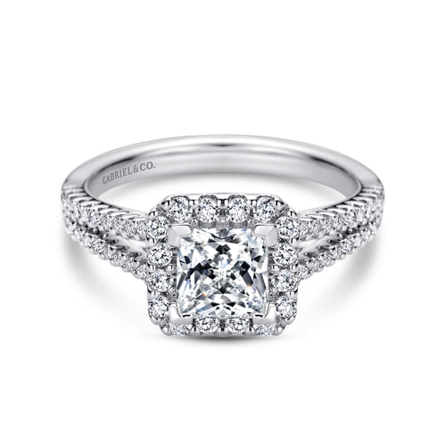 Platinum Princess Halo Diamond Engagement Ring