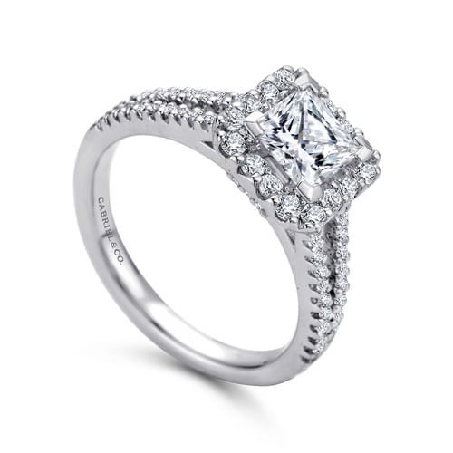 Platinum Princess Halo Diamond Engagement Ring