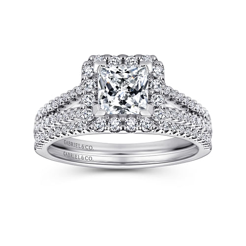 Platinum Princess Halo Diamond Engagement Ring